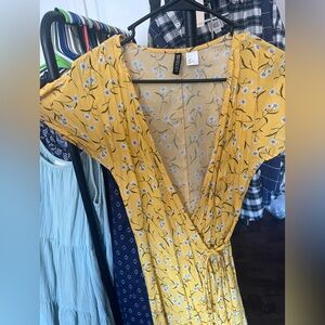 Divided Mustard Floral Dress
